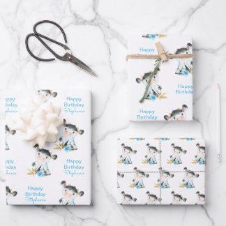 ブルーウォーターカラーリトルコウ ラッピングペーパーシート