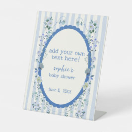 ブルーウォーターカラーリースカスタマイズ可能ベビーシャワー 台座サイン