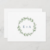 ブルーウォーターカラーリースモノグラム サンキューカード (正面/裏面)