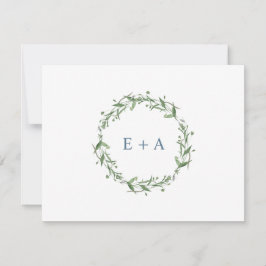 ブルーウォーターカラーリースモノグラム サンキューカード