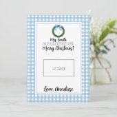 ブルーウォーターカラーリース先生クリスマスギフトカード サンキューカード (スタンド正面)