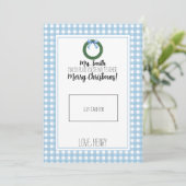 ブルーウォーターカラーリース先生クリスマスギフトカード サンキューカード (スタンド正面)