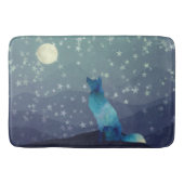 ブルーウォーターカラールオオカミが月を見る バスマット (正面)