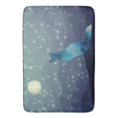 ブルーウォーターカラールオオカミが月を見る バスマット (正面縦)