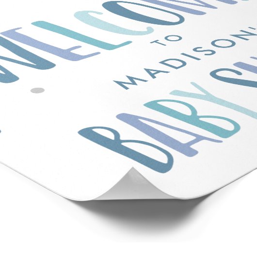 ブルーウォーターカラーレインボーベビーシャワーへようこそ ポスター (角)