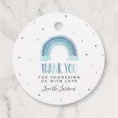 ブルーウォーターカラーレインボーベビーシャワーギフト フェイバータグ (正面)