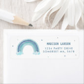 ブルーウォーターカラーレインボーベビーシャワー差出人住所 ラベル (インサイチュ)