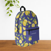 ブルーウォーターカラーレモンパターン プリントバックパック