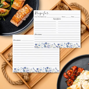 ブルーウォーターカラーワイルドフラワーガーデンレシピカード