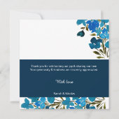 ブルーウォーターカラーワイルドフラワーフラットサンキューカード サンキューカード (裏面)