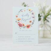 ブルーウォーターカラーワイルドフラワーフローラ結婚リース 出欠カード (スタンド正面)