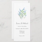 ブルーウォーターカラーワイルドフラワーブーケ招待状 招待状 (正面/裏面)