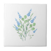 ブルーウォーターカラーワイルドフラワーブーケ タイル (正面)