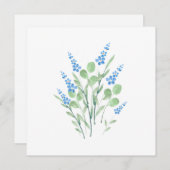 ブルーウォーターカラーワイルドフラワーブーケ ノートカード (正面/裏面)