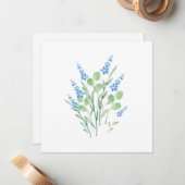 ブルーウォーターカラーワイルドフラワーブーケ ノートカード (正面/裏面インサイチュ)