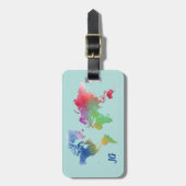 ブルーウォーターカラーワールドマップラゲージタグ ラゲッジタグ (正面縦)