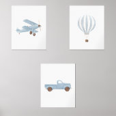 ブルーウォーターカラーヴィンテージトラベル子供部屋デコール (正面)