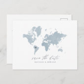 ブルーウォーターカラー世界地図結婚の発表 シーズンポストカード (正面/裏面)