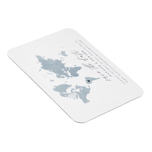 ブルーウォーターカラー世界地図結婚の発表 マグネット (右側)