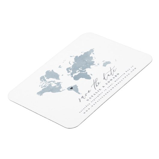 ブルーウォーターカラー世界地図結婚の発表 マグネット (左側)