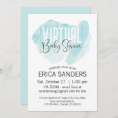 ブルーウォーターカラー仮想ベビーシャワー招待状 招待状 (正面/裏面)