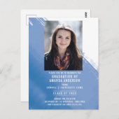 ブルーウォーターカラー写真卒業パーティー ポストカード (正面/裏面)