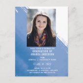 ブルーウォーターカラー写真卒業パーティー ポストカード (正面)