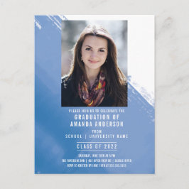 ブルーウォーターカラー写真卒業パーティー ポストカード