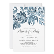 ブルーウォーターカラー冬のバラベビーシャワーブランチ