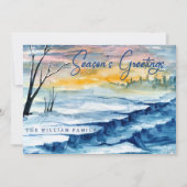 ブルーウォーターカラー冬の季節の挨拶絵画 シーズンカード (正面)