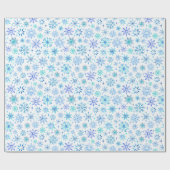 ブルーウォーターカラー冬の雪片とキラキラ ラッピングペーパー (フラット)