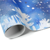 ブルーウォーターカラー冬の雪片 ラッピングペーパー (ロールコーナー)