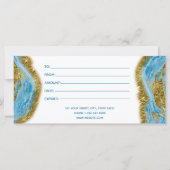 ブルーウォーターカラー大理石金ゴールドヘアメイクアップギフトカード (裏面)