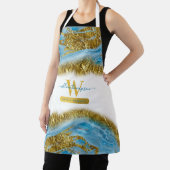 ブルーウォーターカラー大理石&ゴールドフォイルヘア&メイクアップ エプロン (インサイチュ)