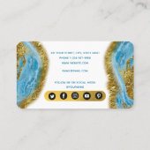 ブルーウォーターカラー大理石&ゴールドフォイルヘア&メイクアップ 名刺 (裏面)