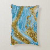 ブルーウォーターカラー大理石&ゴールドフォイル アクセントクッション (裏面(縦))