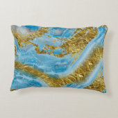 ブルーウォーターカラー大理石&ゴールドフォイル アクセントクッション (裏面)