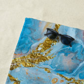 ブルーウォーターカラー大理石&ゴールドフォイル ビーチタオル (インサイチュ)