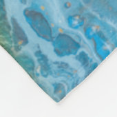 ブルーウォーターカラー大理石&ゴールドフォイル フリースブランケット (角)