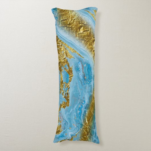 ブルーウォーターカラー大理石&ゴールドフォイル ボディピロー (正面縦)