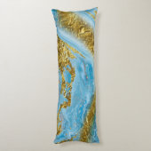 ブルーウォーターカラー大理石&ゴールドフォイル ボディピロー (裏面 (縦))