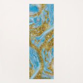 ブルーウォーターカラー大理石&ゴールドフォイル ヨガマット (正面)