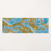 ブルーウォーターカラー大理石&ゴールドフォイル ヨガマット (正面(横))