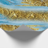 ブルーウォーターカラー大理石&ゴールドフォイル ラッピングペーパー (角)