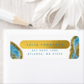 ブルーウォーターカラー大理石&ゴールドフォイル ラベル (インサイチュ)