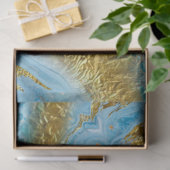 ブルーウォーターカラー大理石&ゴールドフォイル 薄葉紙 (ギフト)