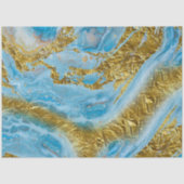 ブルーウォーターカラー大理石&ゴールドフォイル 薄葉紙 (正面)