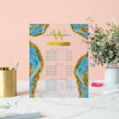 ブルーウォーターカラー大理石&金ゴールドヘア&メイクアップ価格 アクリルサイン (ウェディング)