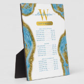 ブルーウォーターカラー大理石&金ゴールドヘア&メイクアップ価格  フォトプラーク (側面)