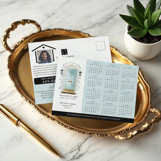 ブルーウォーターカラー実在ドアエステートカレンダー2025 ポストカード